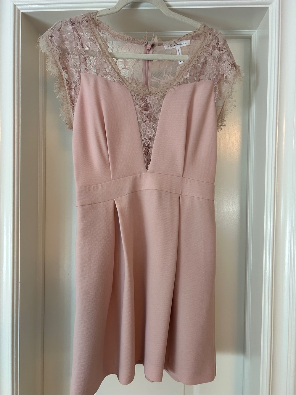 BCBGeneration Blush Lace Yoke Mini Dress